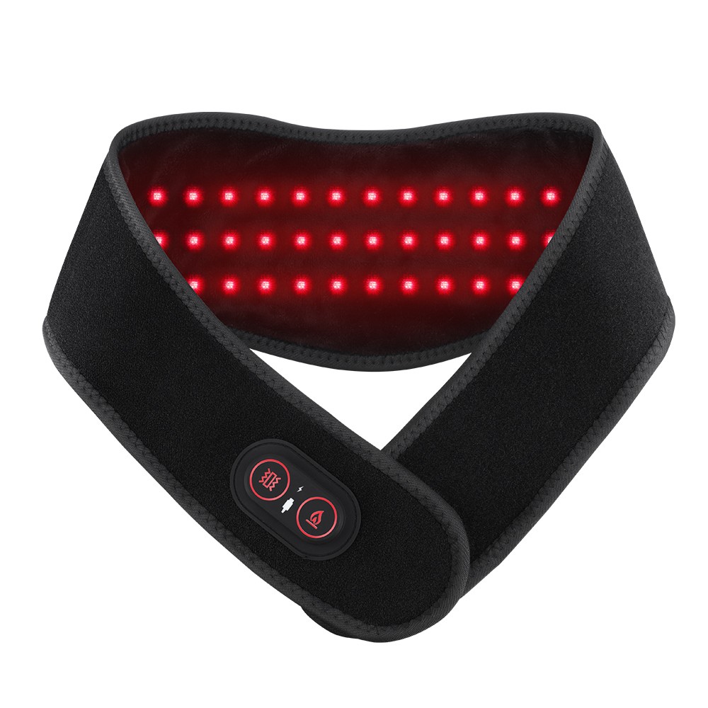 Cordless 660-850nm Red Light Therapy Heat Vibration Neck Wrap Pad Massage 36LED