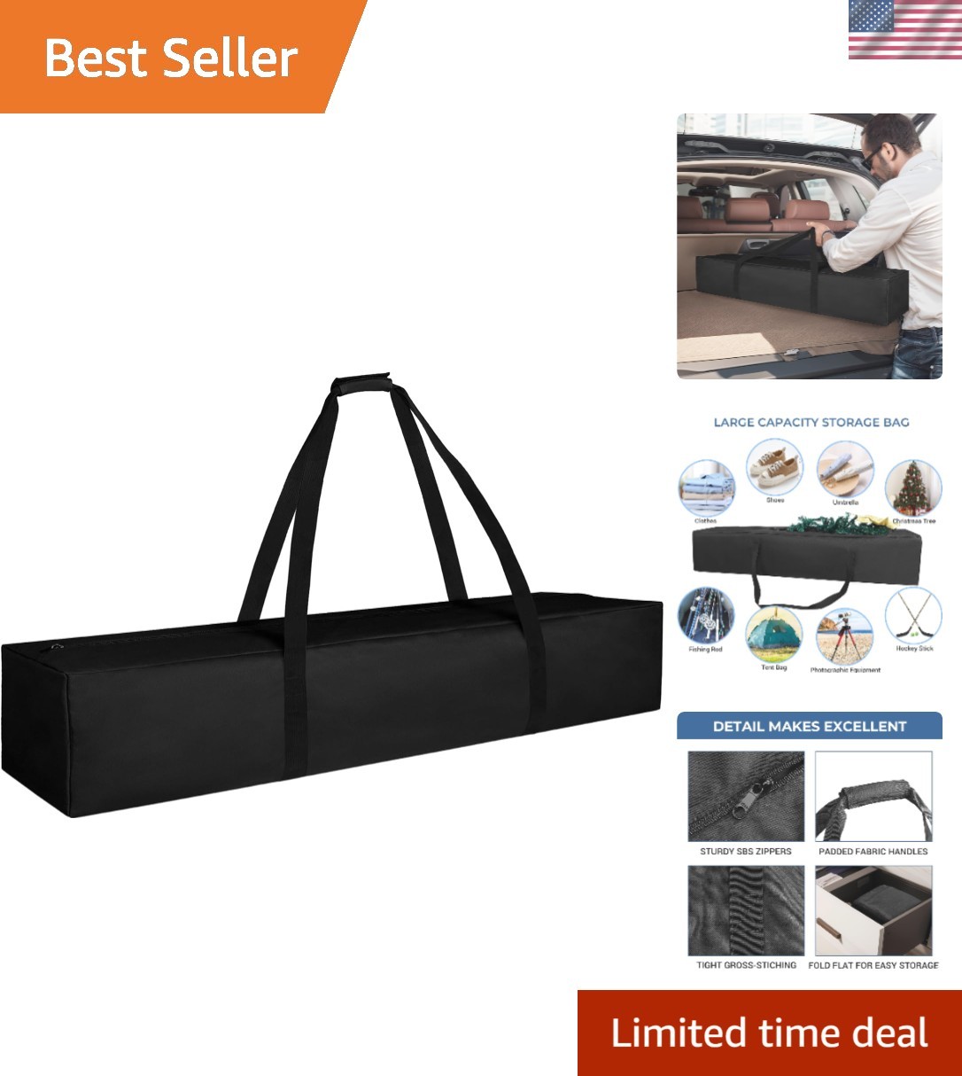 45x7x7 Inch Storage Bag for Light Stands Fishing Rods Tent Poles