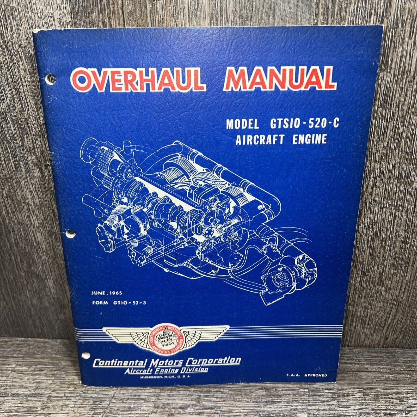 Continental Motors Corp. Overhaul Manual GTS10-520-C Aircraft Engine June 1965