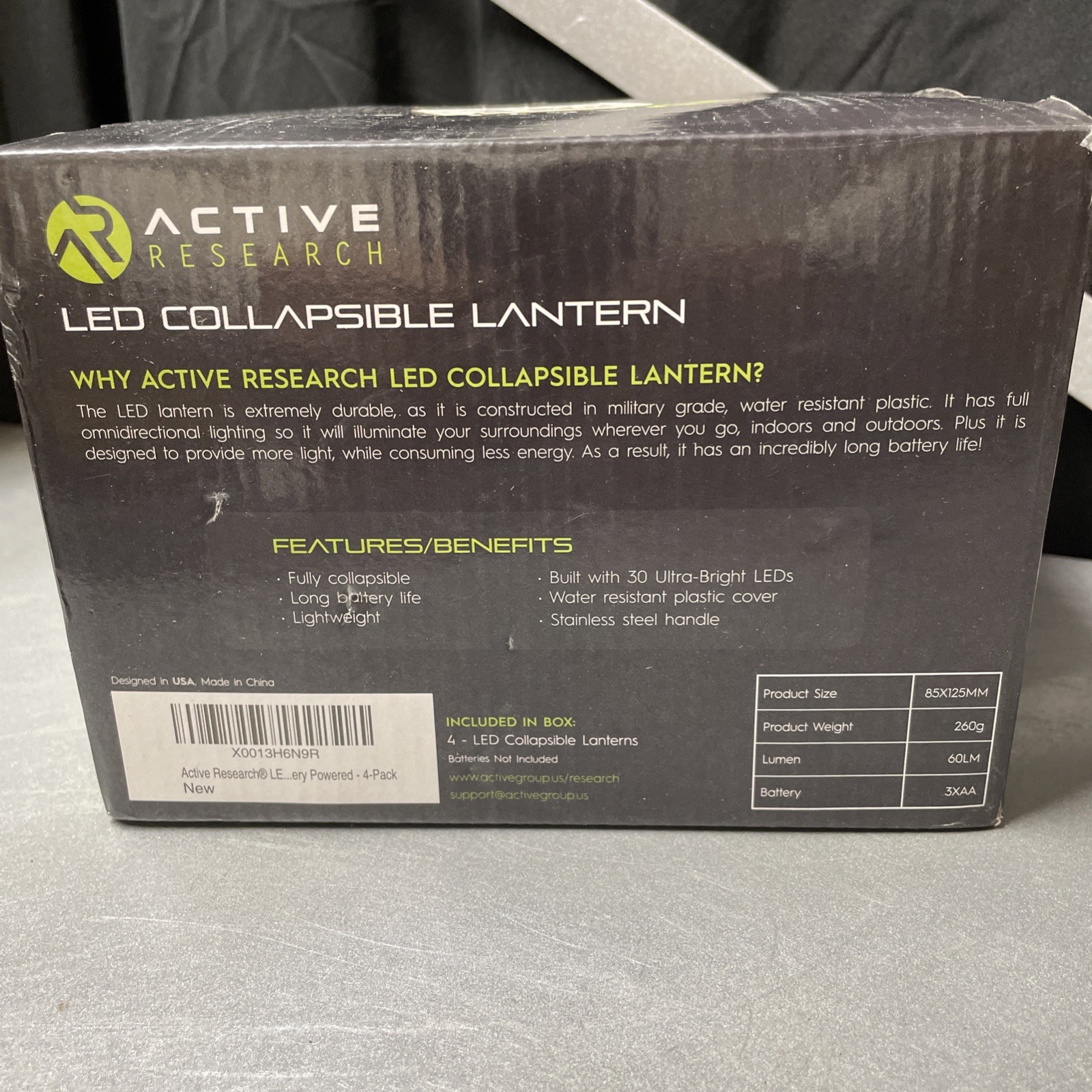 Active Research LED Camping Lights - 4pk Collapsible Battery Powered Lanterns