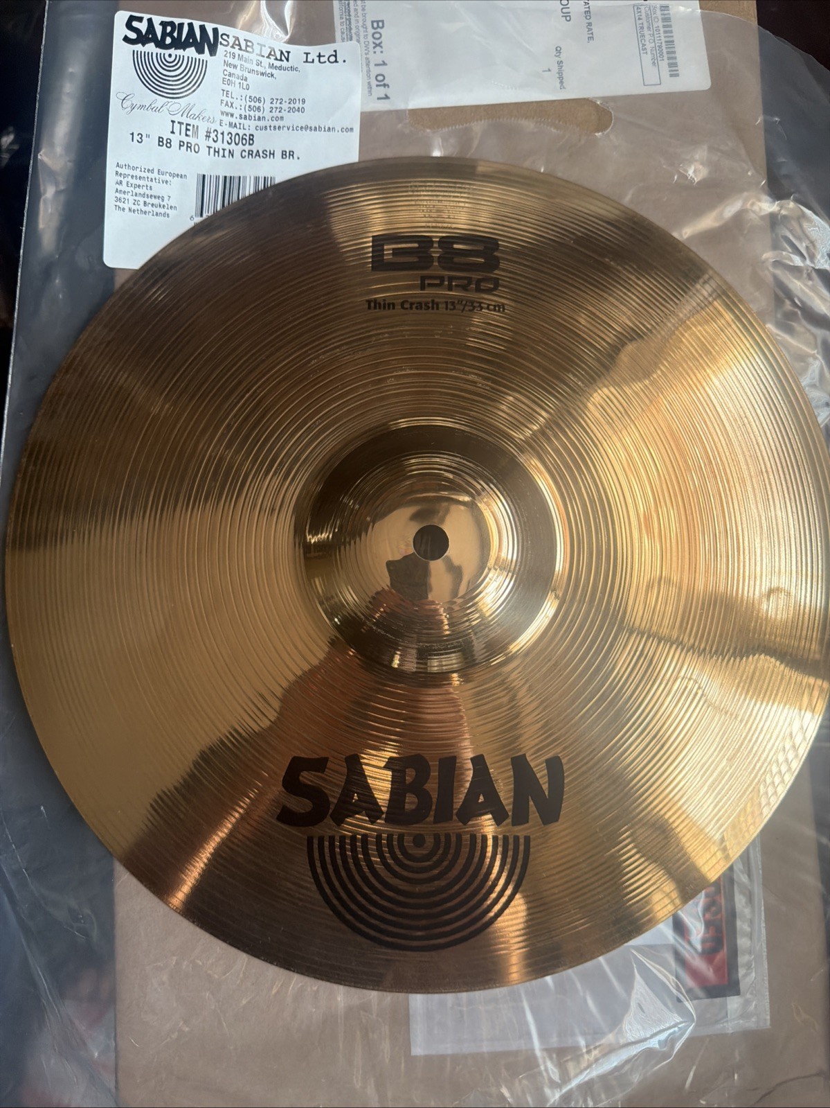 Sabian 13" B8 Pro Thin Crash Cymbal New Old Logos