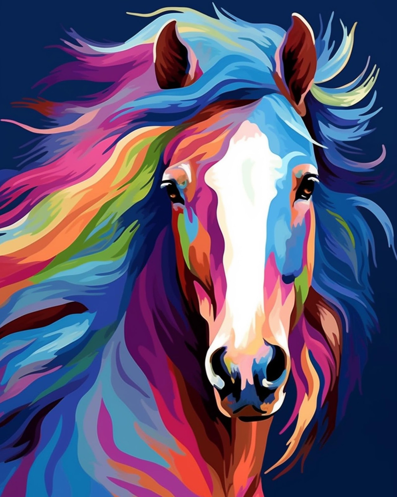 Maomaomi Paint by Numbers DIY Acrylic 20x16 inches, Colorful Horse Head