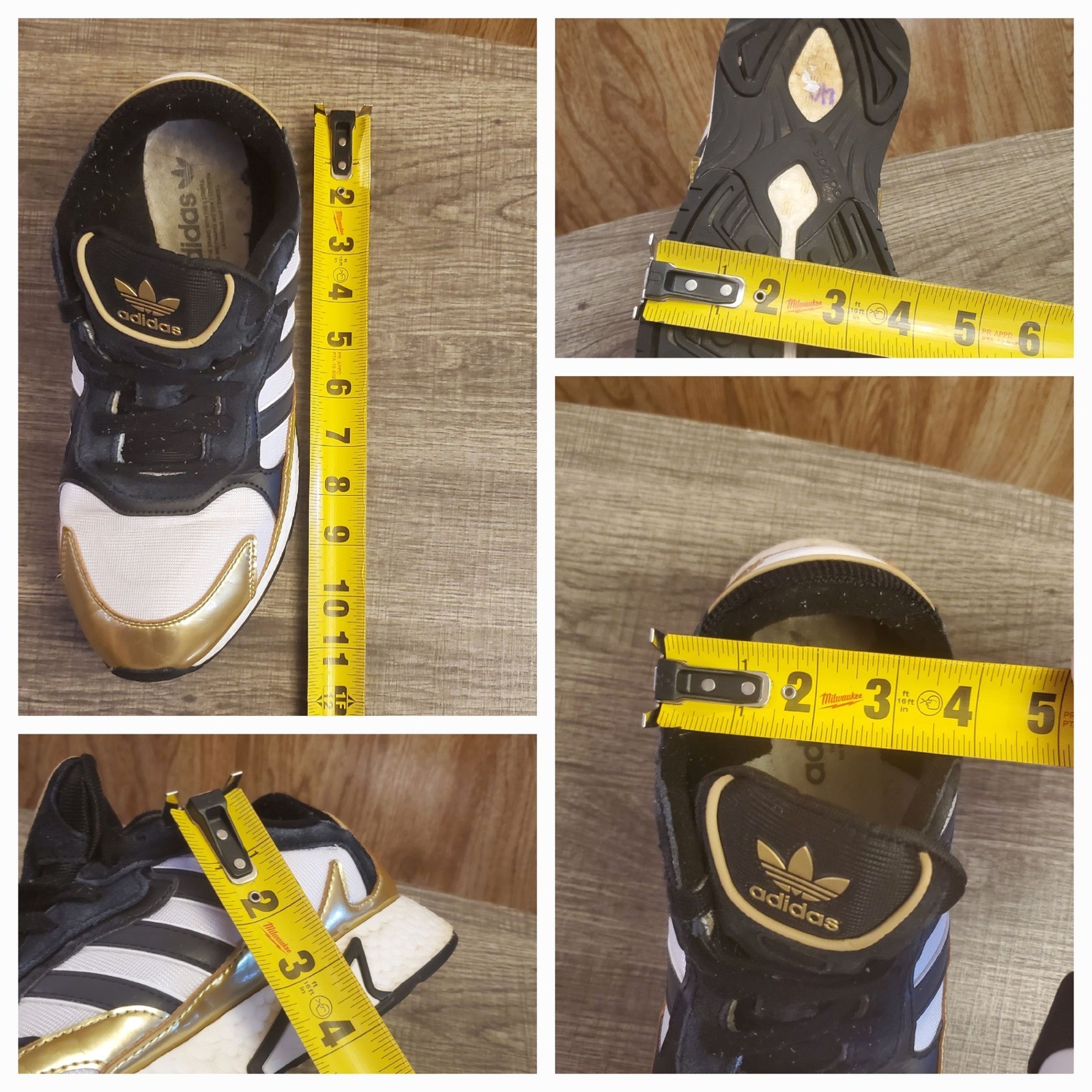 Adidas Tresc Run Boost Sneaker Shoes Men's Size 9.5 White Black and Gold