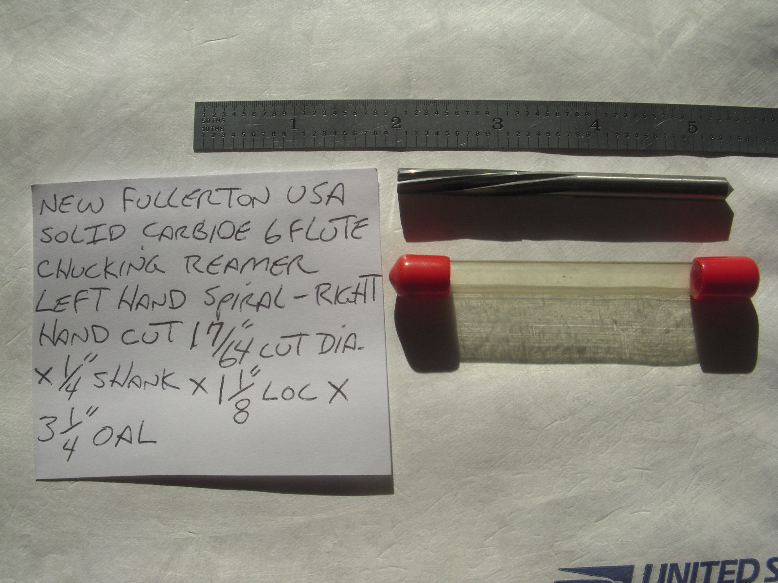 NEW FULLERTON USA 1/4" SH. X 17/64" CUT DIA. X 3-1/4" OAL LHS/RHC CARBIDE REAMER
