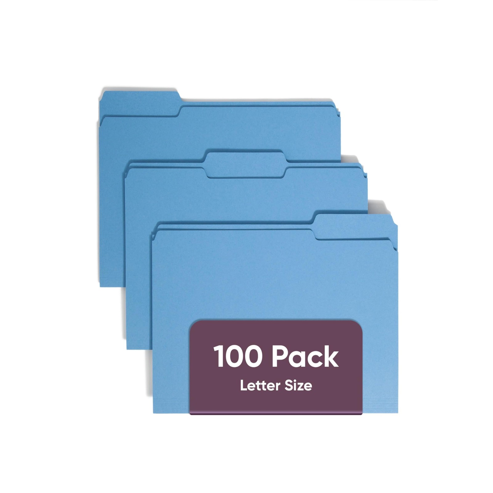 Blue File Folders for Documents, with 1/3-Cut Tabs, Letter Size, Blue, 100 Pa...