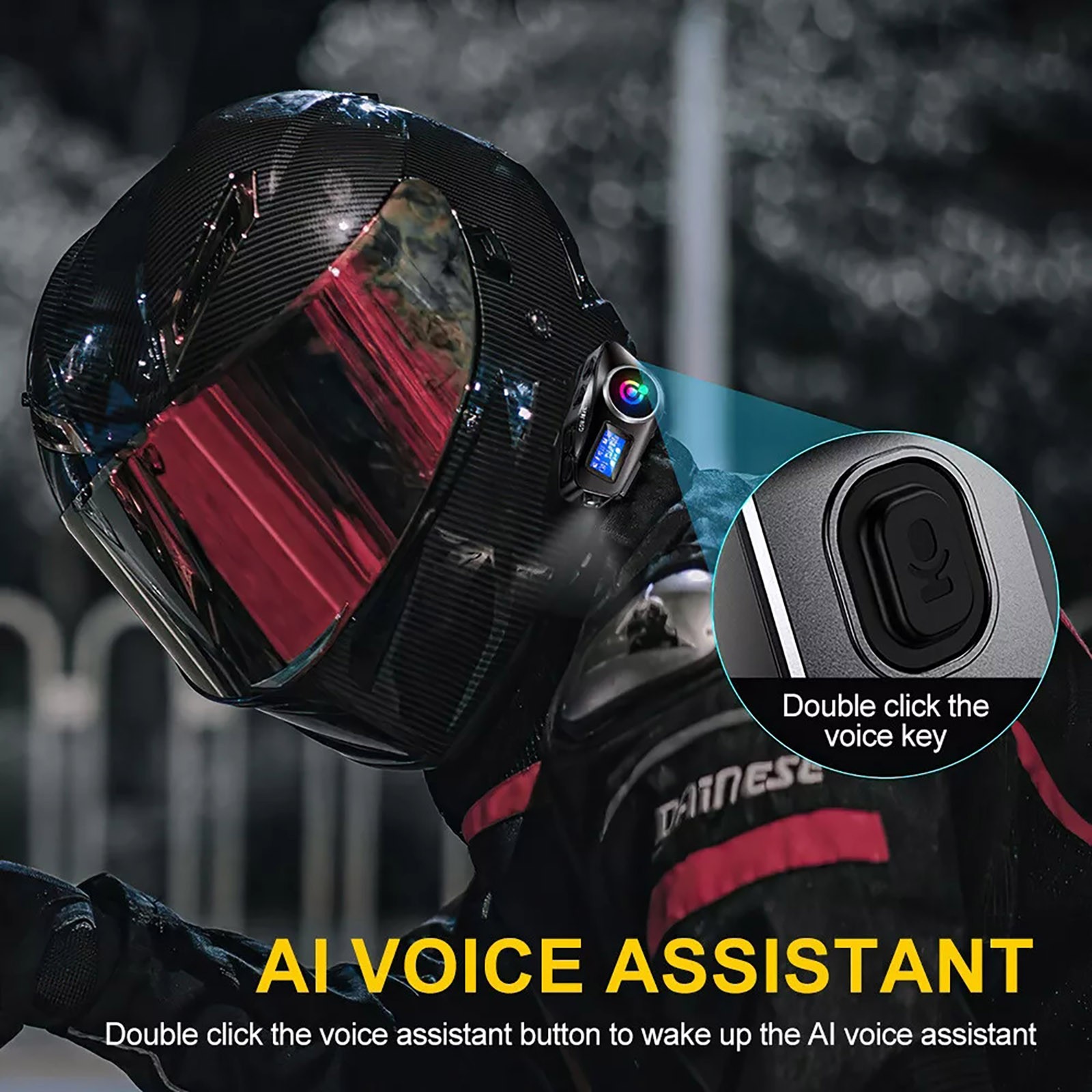 Bluetooth Headset Motorcycle Intercom Helmet LCD Waterproof maximum 32G