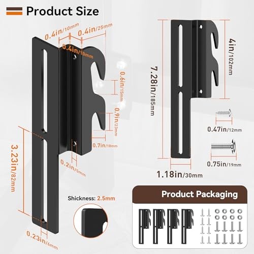 4Pcs 711 Bolt-On to Hook-On Bed Frame Conversion Brackets, Bed Frame 4 Pcs