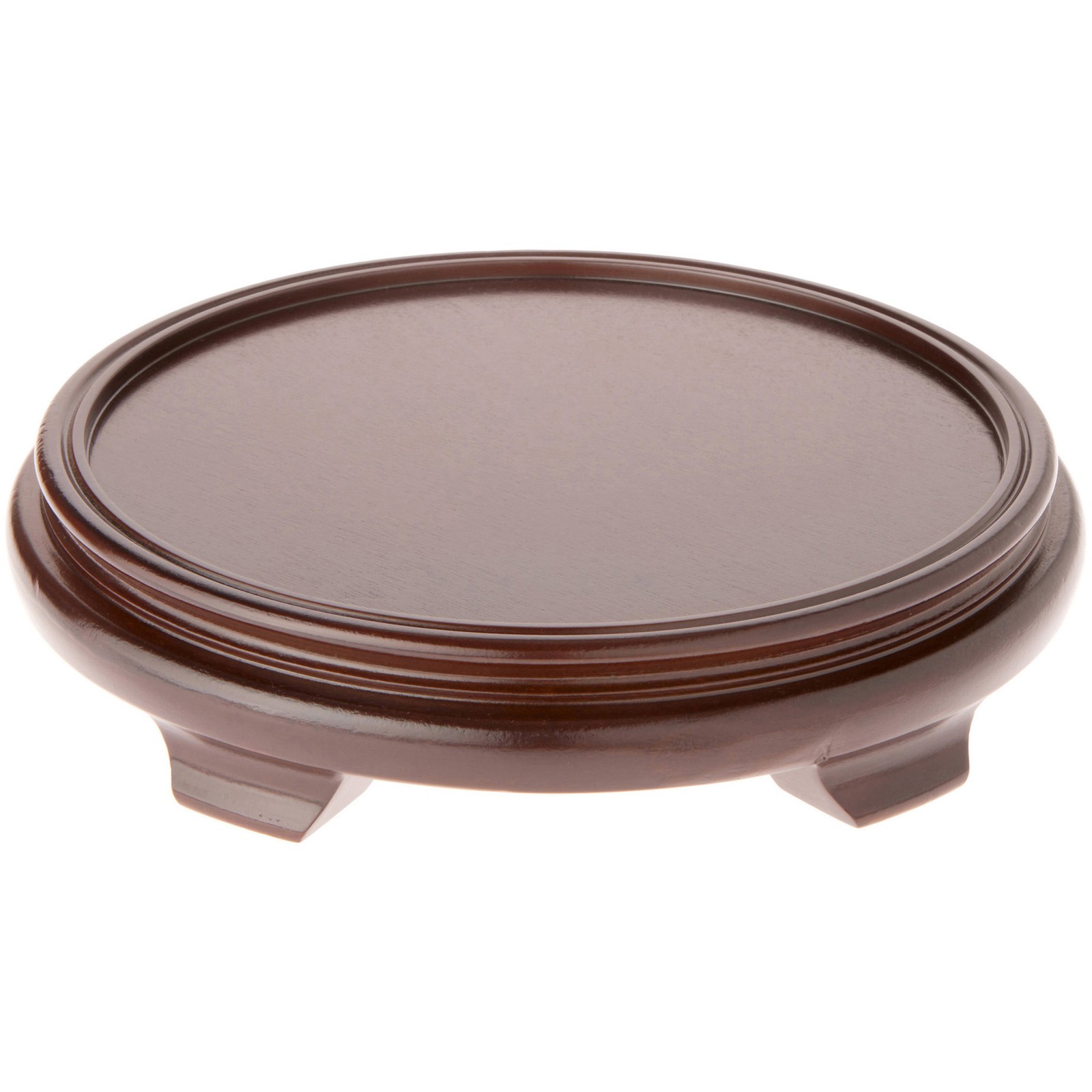 Plymor Walnut Round Wood Veneer Footed Display Base, 11.75"W x 11.75"D x 2.25"H
