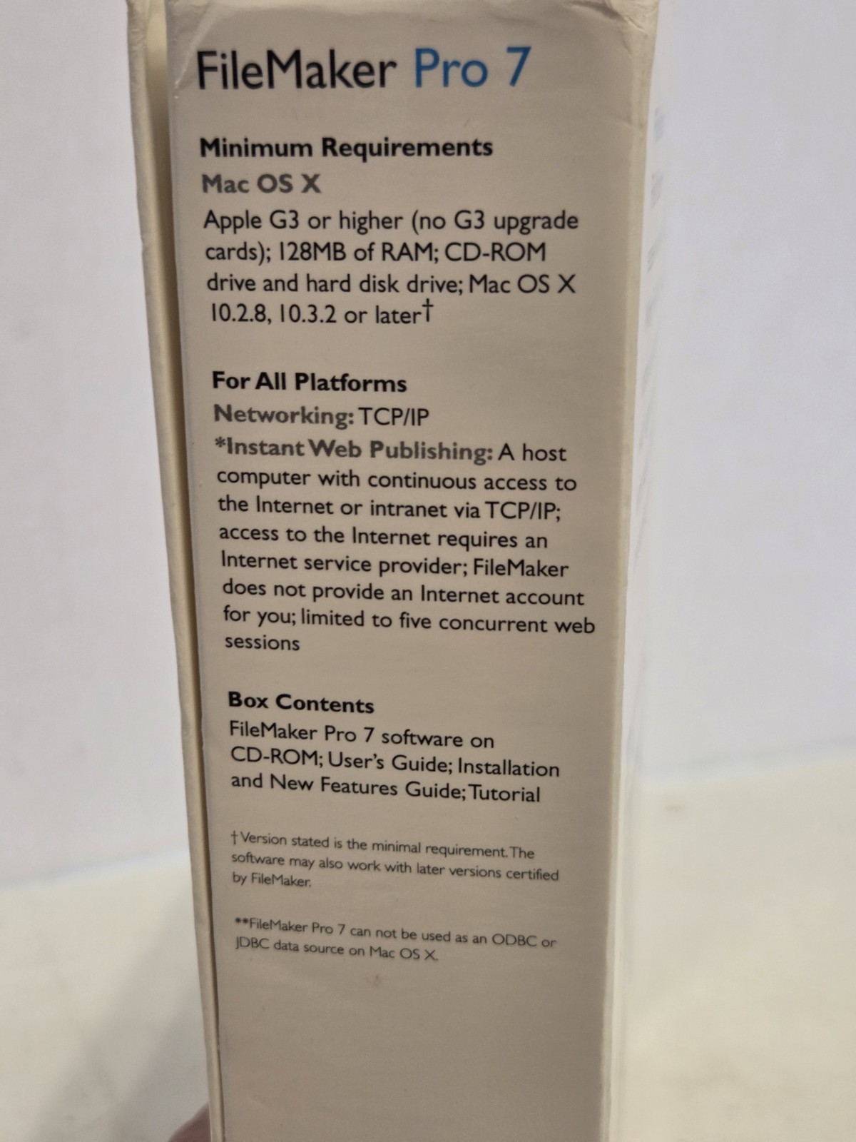 FileMaker Pro 7 Software for Mac Complete Box Manuals & License Keys