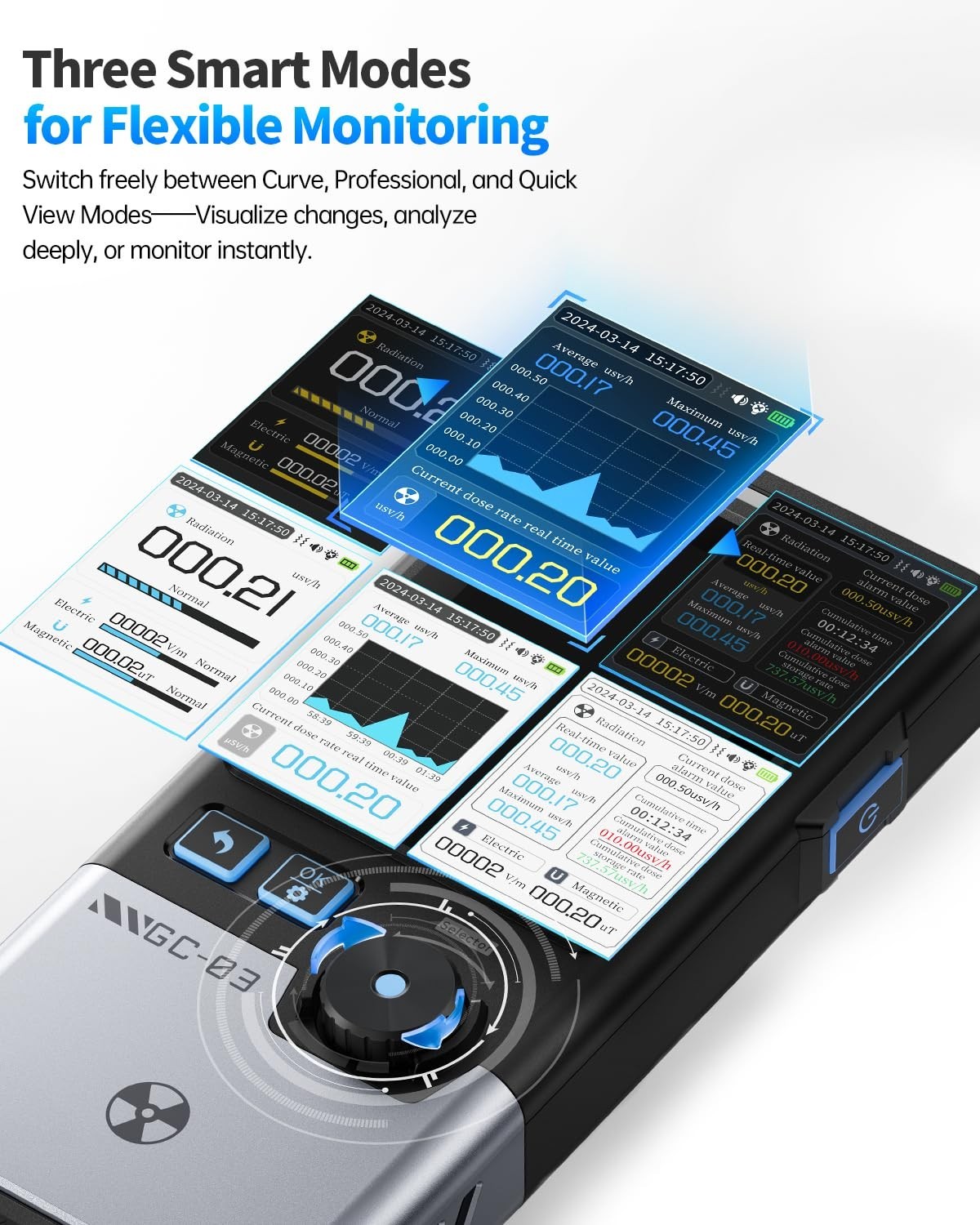 Compact Nuclear Radiation Meter with Multi-Display Modes for Safety Assurance