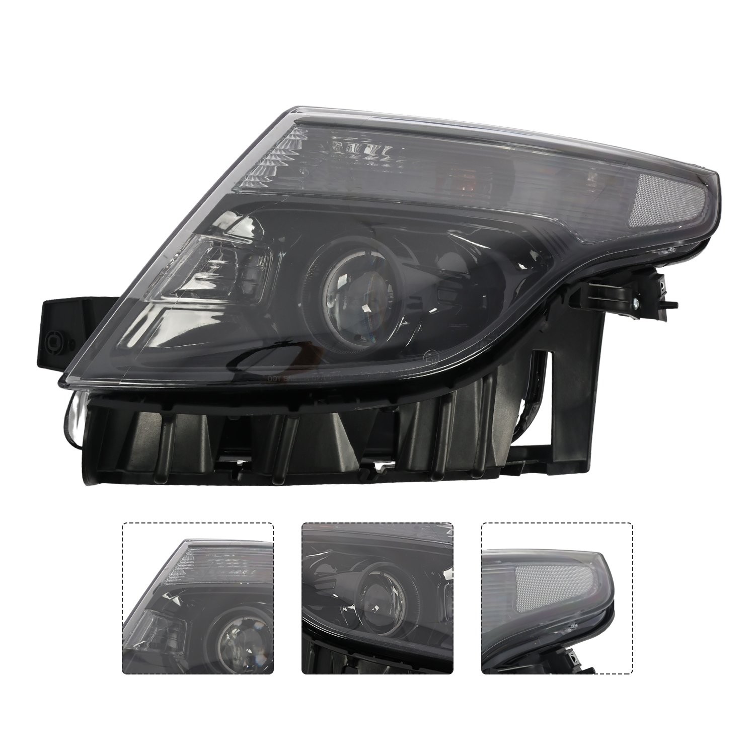 Headlight For 2011-2015 Ford Explorer[Black/Clear]Crystal Corner Projector Lamp