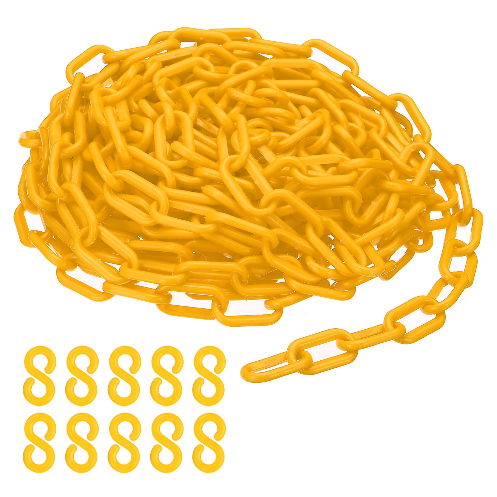 Plastic Chain,32 FEET Safety Barrier Chain for Crowd, 1/4inch(6mm) Yellow