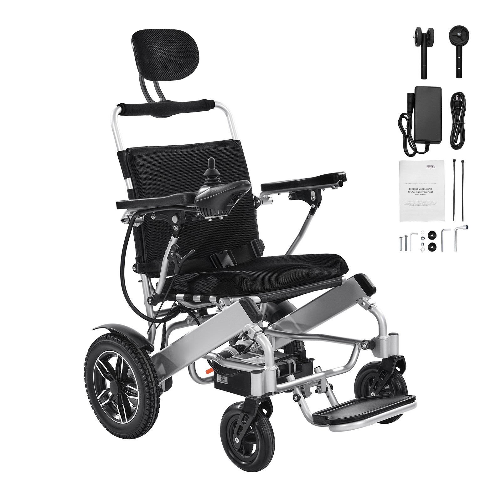 Uimoso Electric Wheelchair Foldable Reclining Power Wheelchair 300lbs 21 in Seat