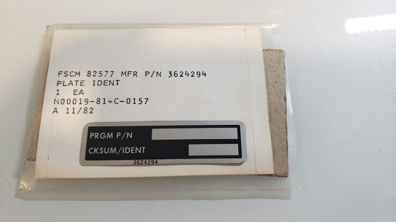 (5) BOEING IDENTIFICATION PLATE 3624294 9905-01-420-1709 F18 ACFT