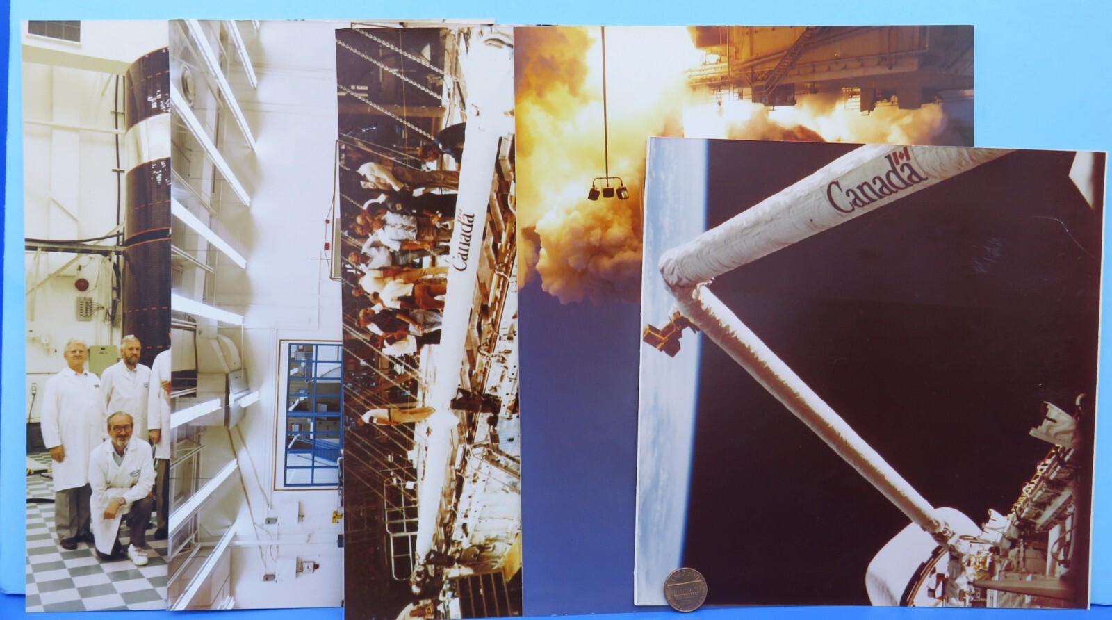PHOTO STILL Lot of 5 vtg CANADARM Kodak Paper Canadian Space Agency NASA shuttle