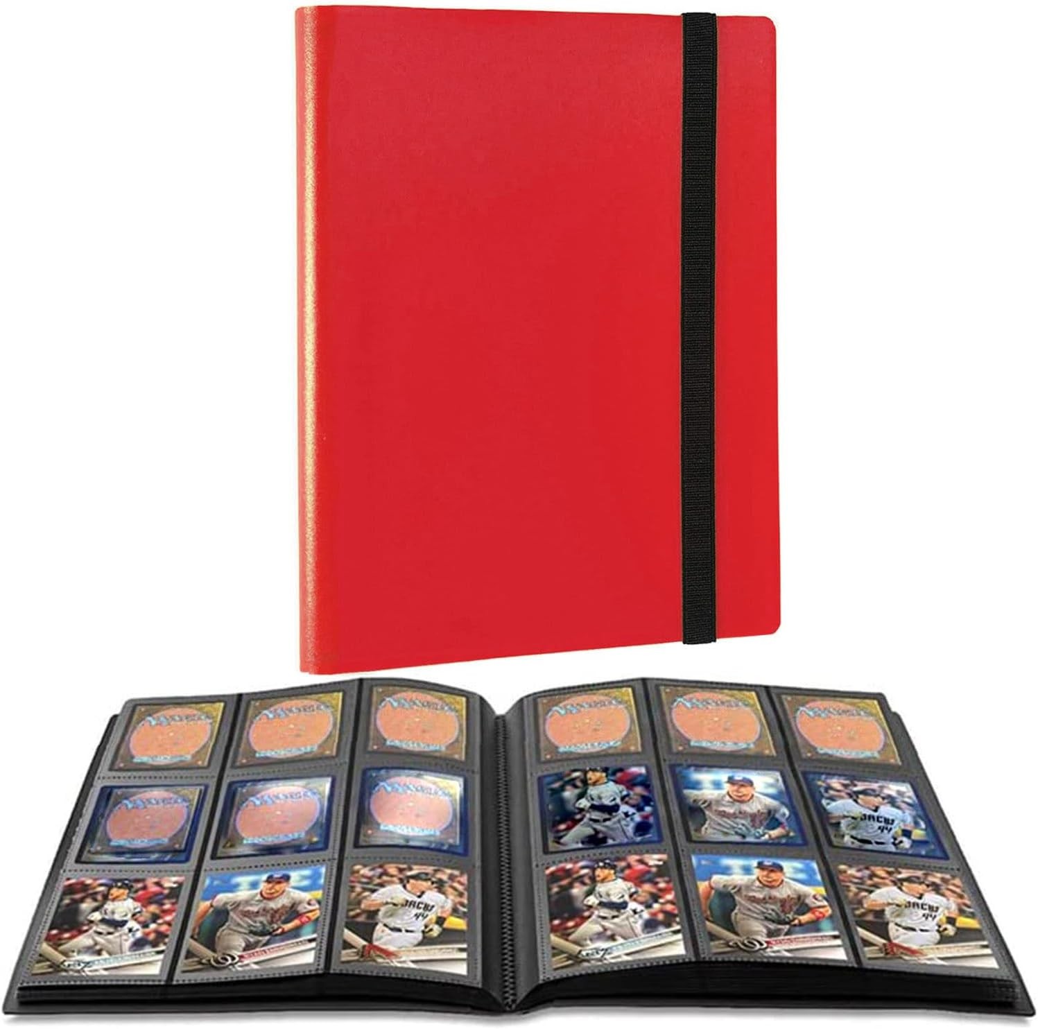 Trading Card Binder, 9-Pocket Sports Card Album Holder for Football, Basketball,