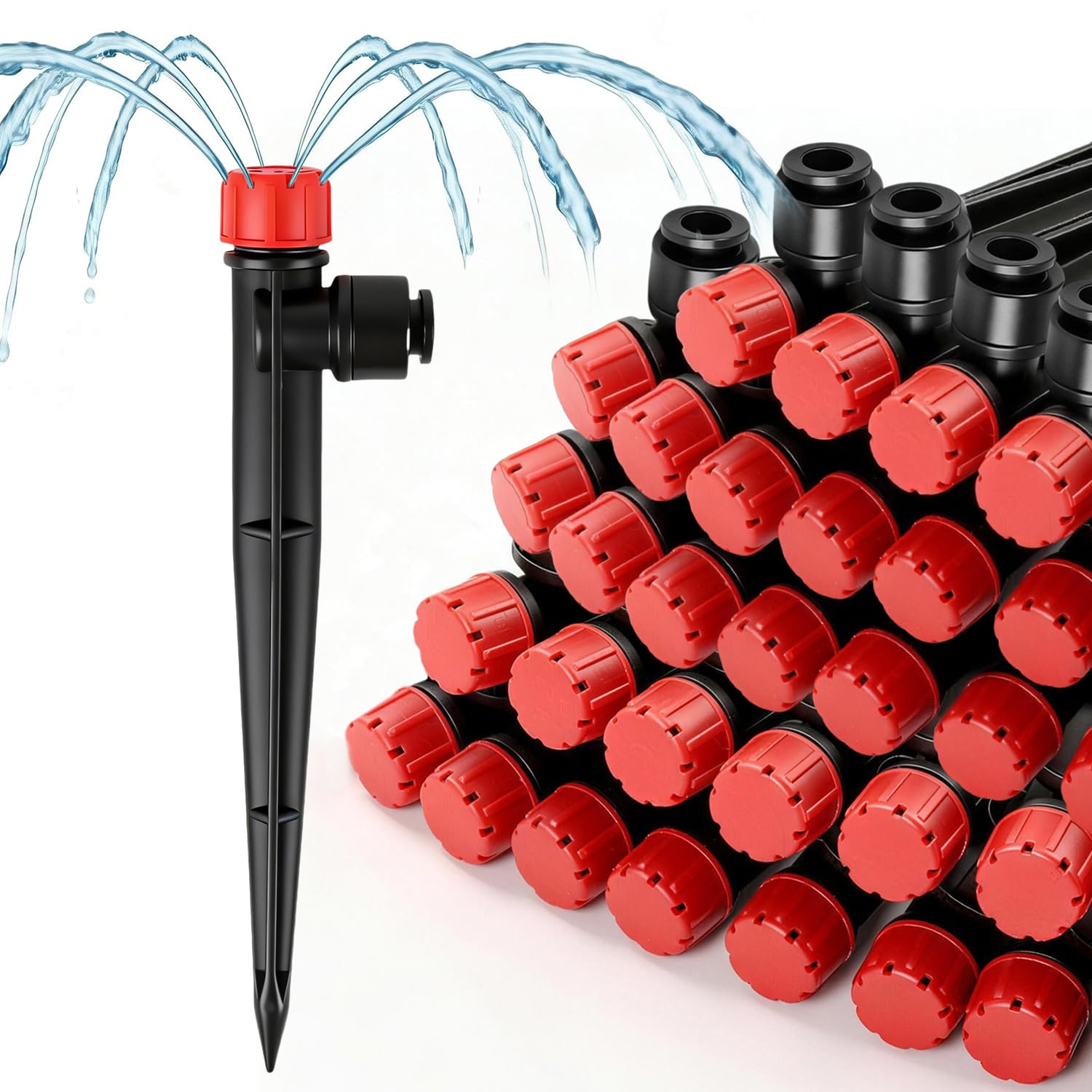 30 Pack Quick Connect Drip Emitters with Stake for 1/4 Irrigation Tubing Adjus