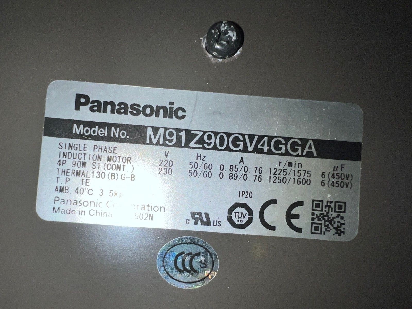 PANASONIC VARIABLE SPEED INDUCTION MOTOR M91Z90GV4GGA SINGLE PHASE 220/230 VOLT
