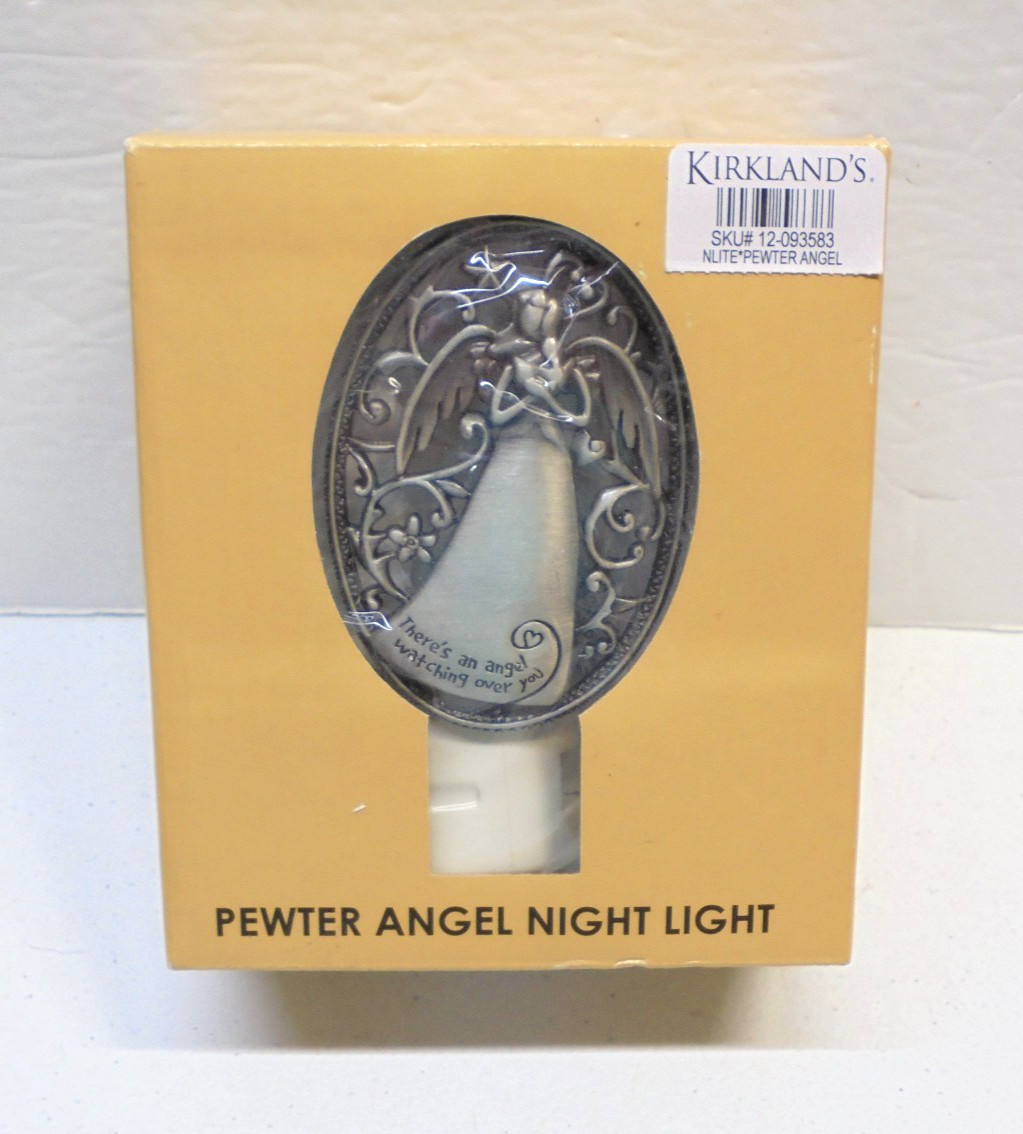 Kirkland's Pewter Angel Night Light NEW Open Box Home Decor