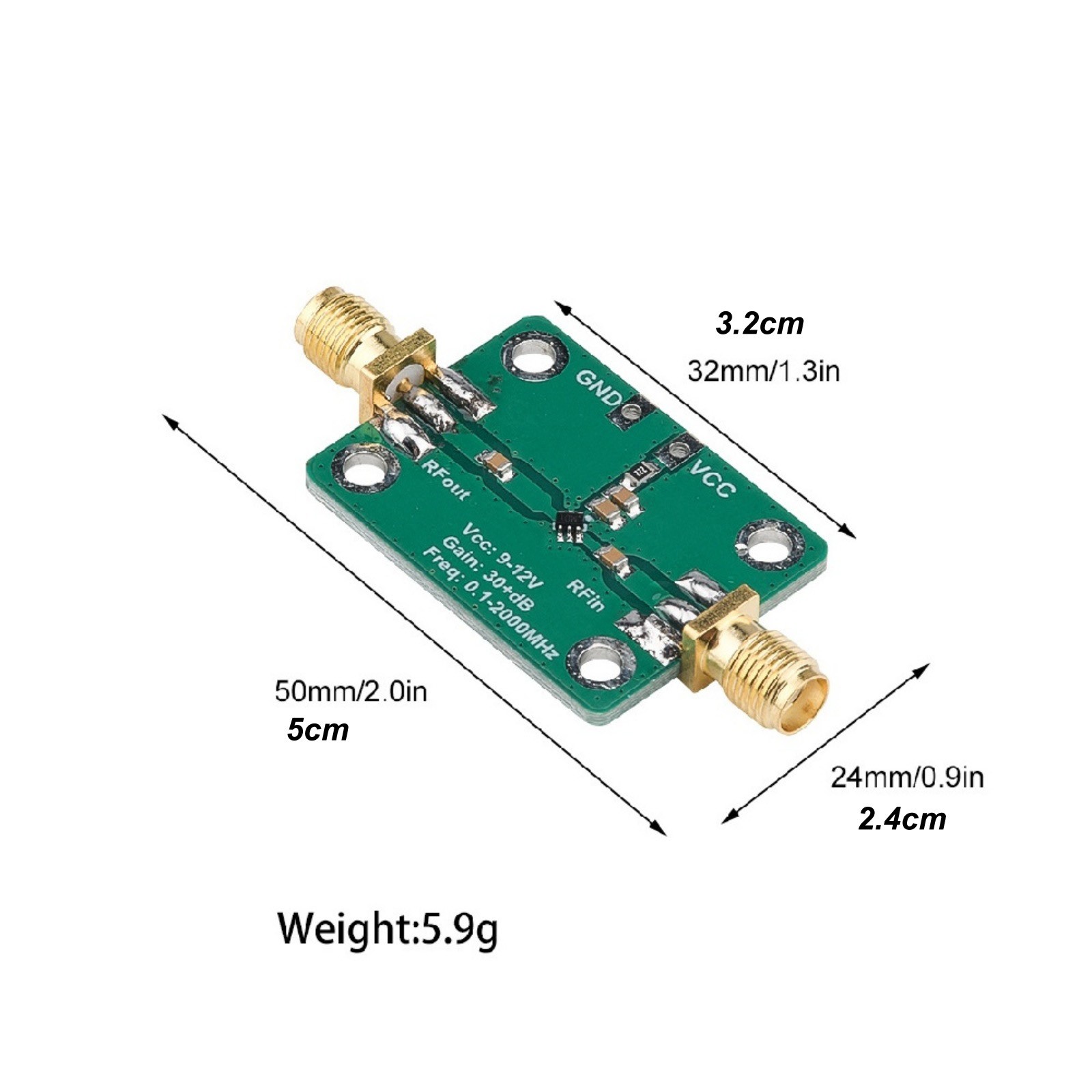 RF Broadband LNA Module 0.1-2000MHz Low Noise Amplifier 30dB Gain Circuit Module