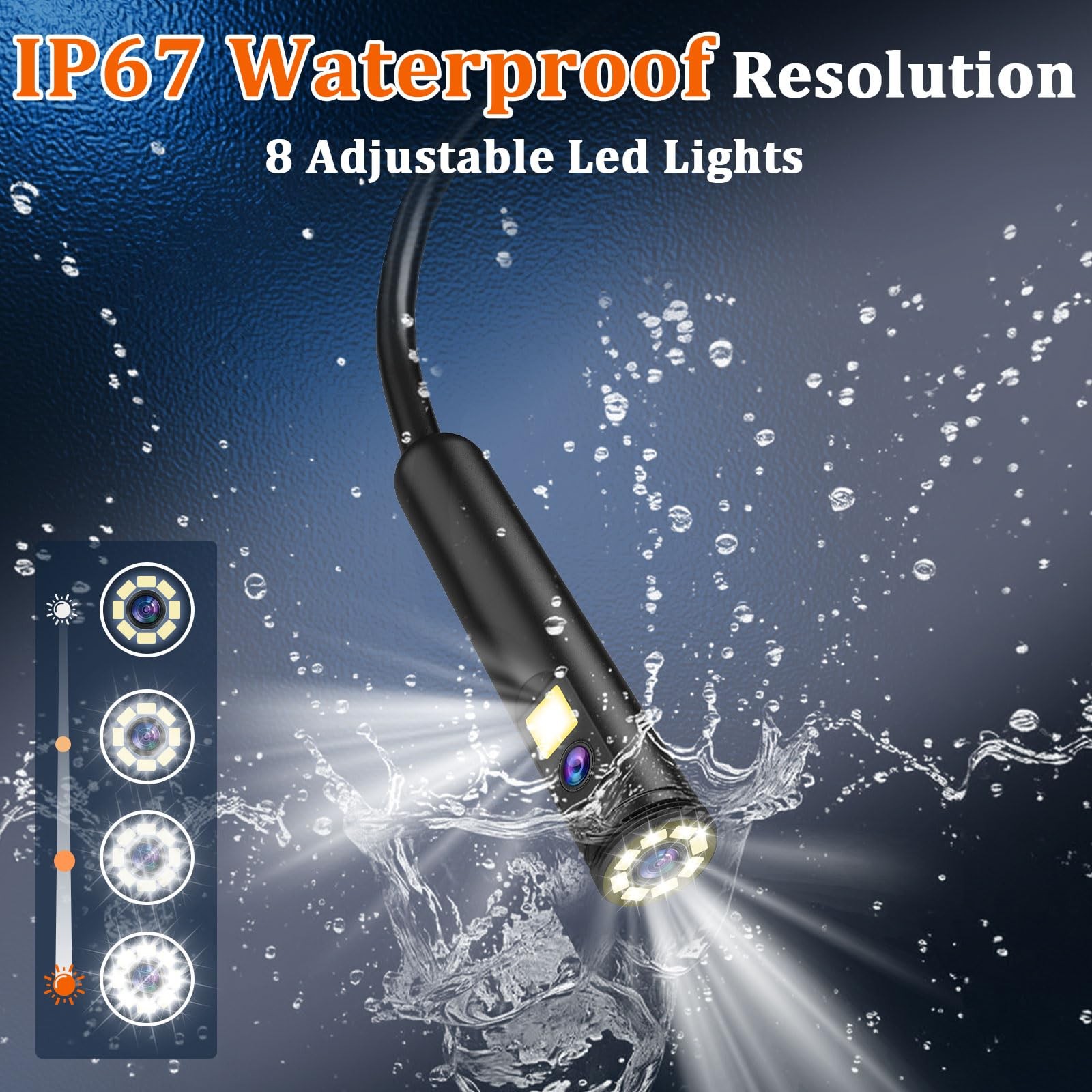 Dual-Lens Borescope with Light, Endoscope Camera with Light with 4.3" IPS Scr...