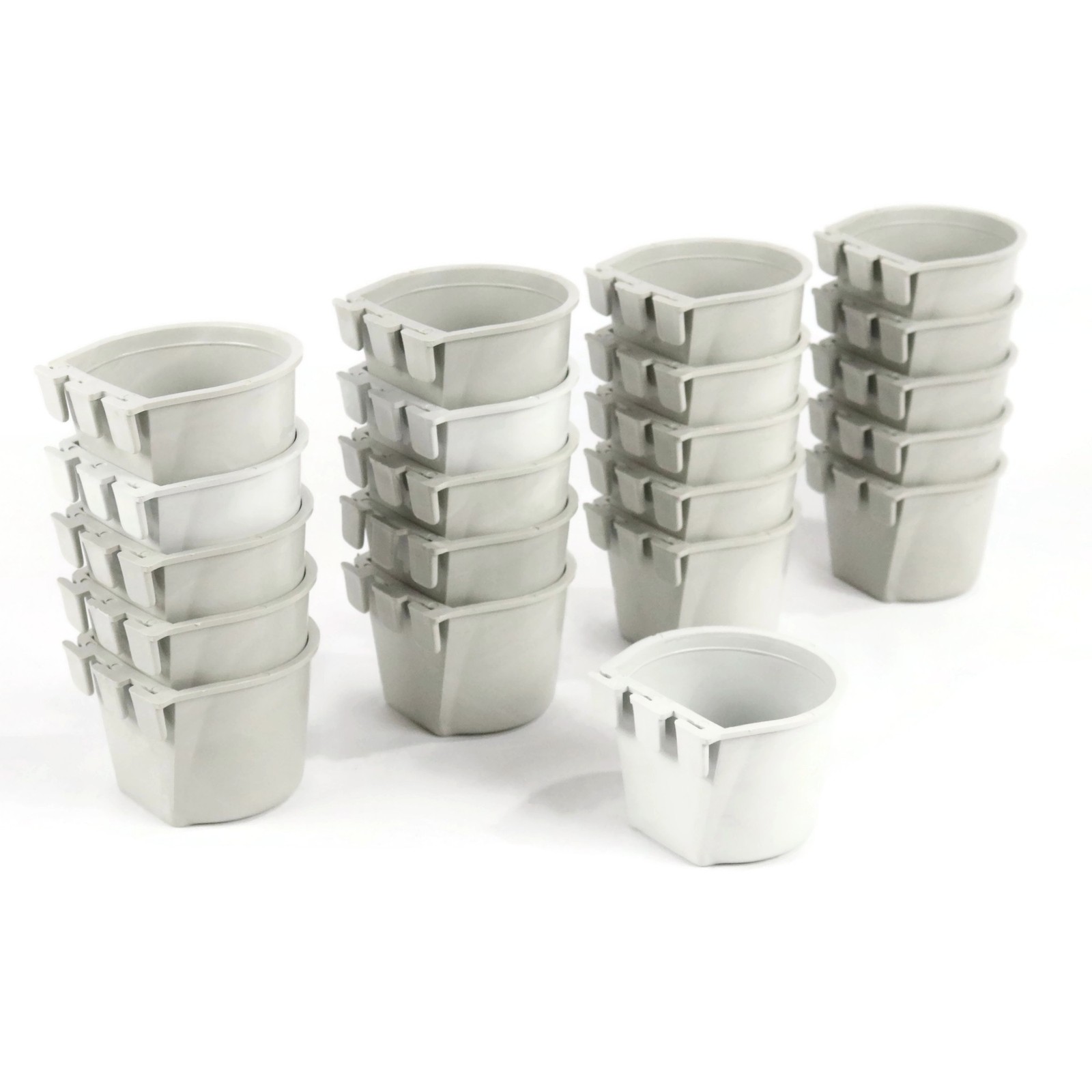 20-Pack - Gray Cage Cups for Feed & Water for Poultry, Ducks, Birds, Hamsters