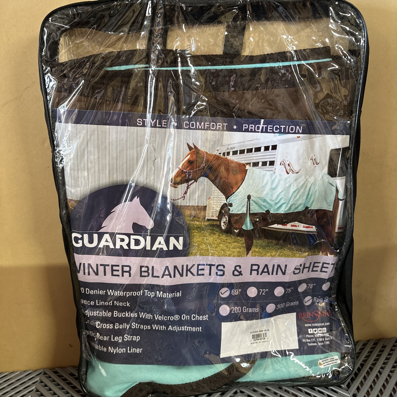 Guardian Reinsman Rain Sheet, 600 Denier WP Top, Breathable Nylon Liner - H100