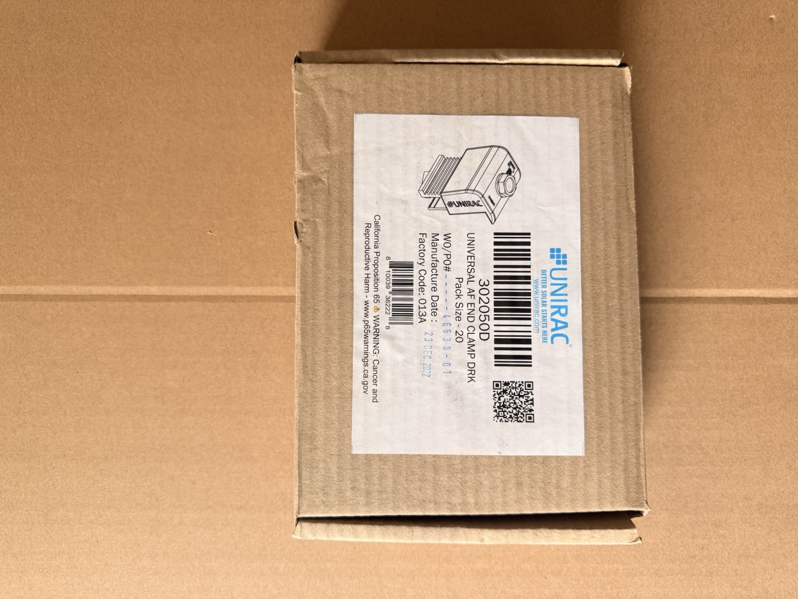 Unirac 302050D Universal AF end Clamp DRK  LOT of 17