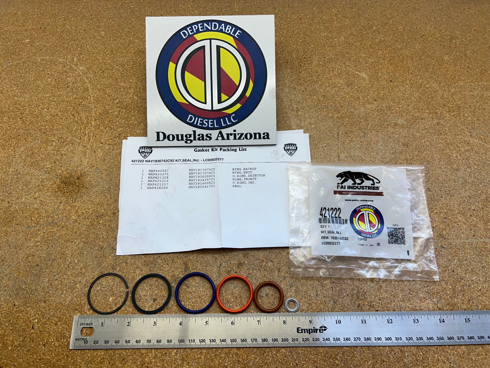 Injector Seal O-ring Kit for International DT466E 530E. #421222 Ref.# 1830742C92