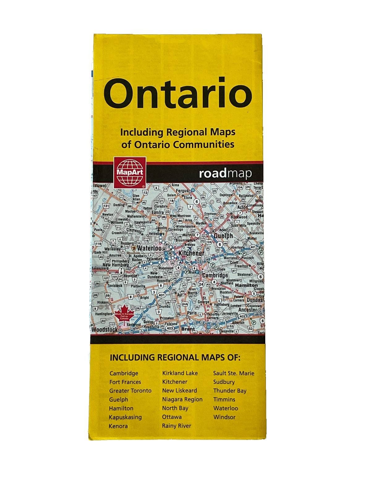2024 Ontario, Canada road folding paper map including regional communities