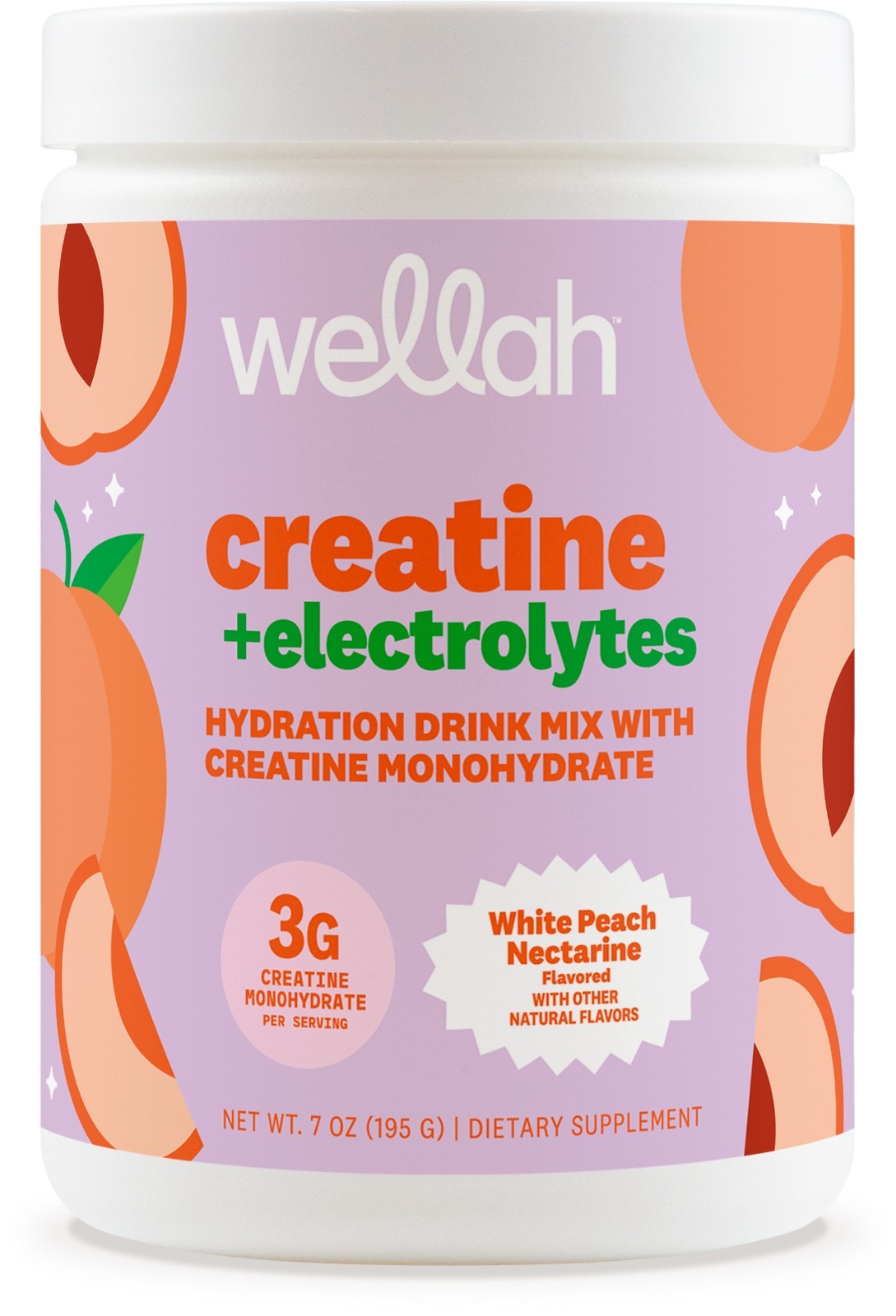 Wellah Creatine + Electrolytes Powder (White Peach Nectarine) 30 Servings