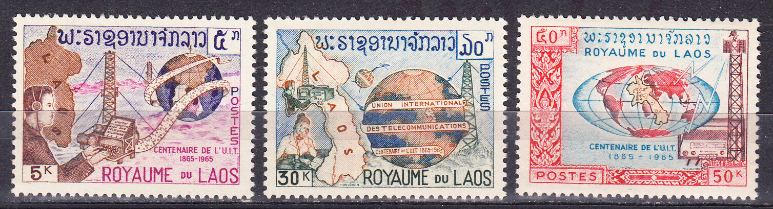 W LAOS 109-111 ITU CENTENARY