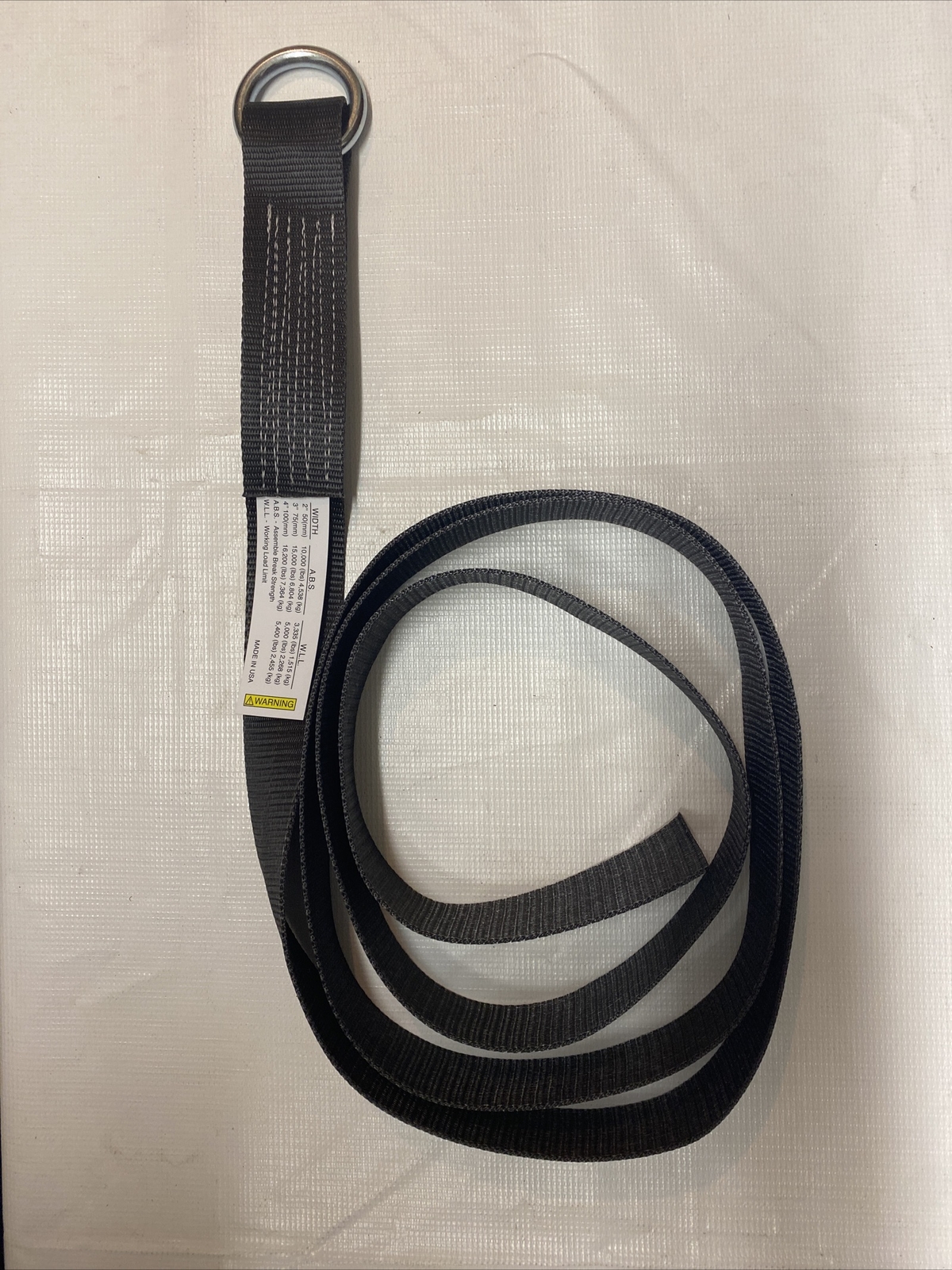 1-10’ Lasso Strap Round Ring Wheel Lift Tie Down Black MADE IN USA