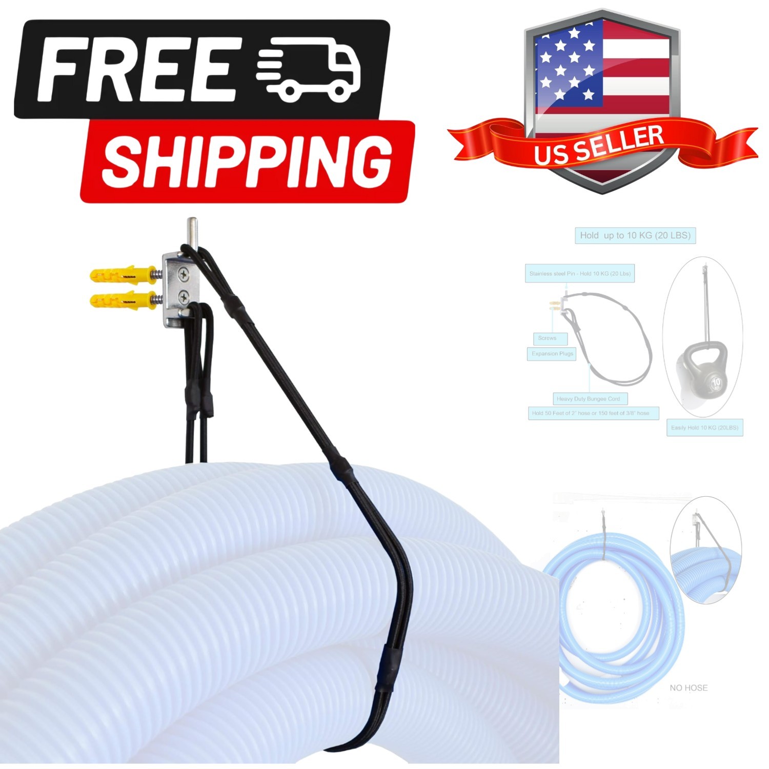 Swimming Pool Vacuum Hose Hanger -Rust Resistant, Pool hose Hanger Hook - Up ...