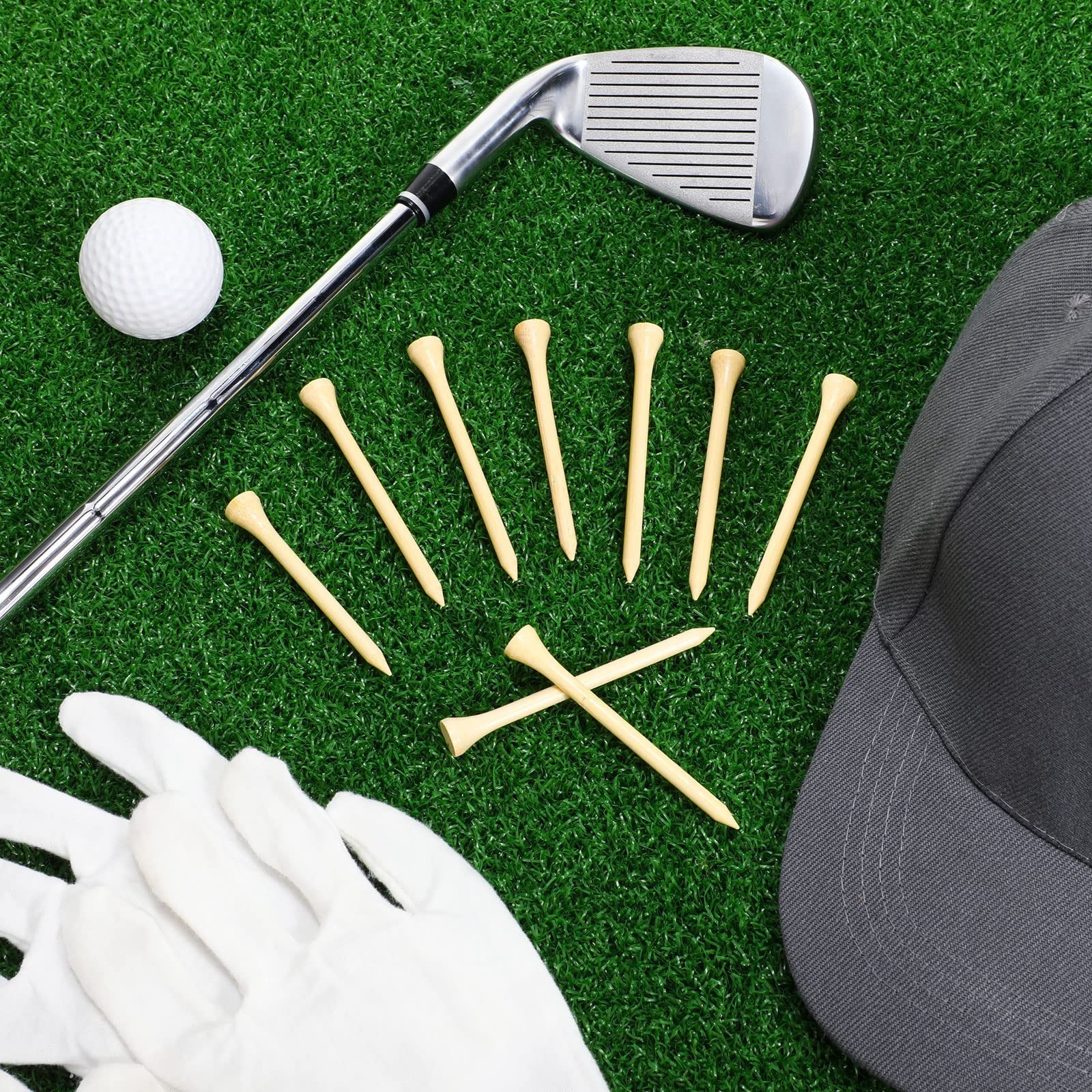 2000 Pcs Bamboo Golf Tees - Professional Bulk Set, Reduce Friction & Side Spin,