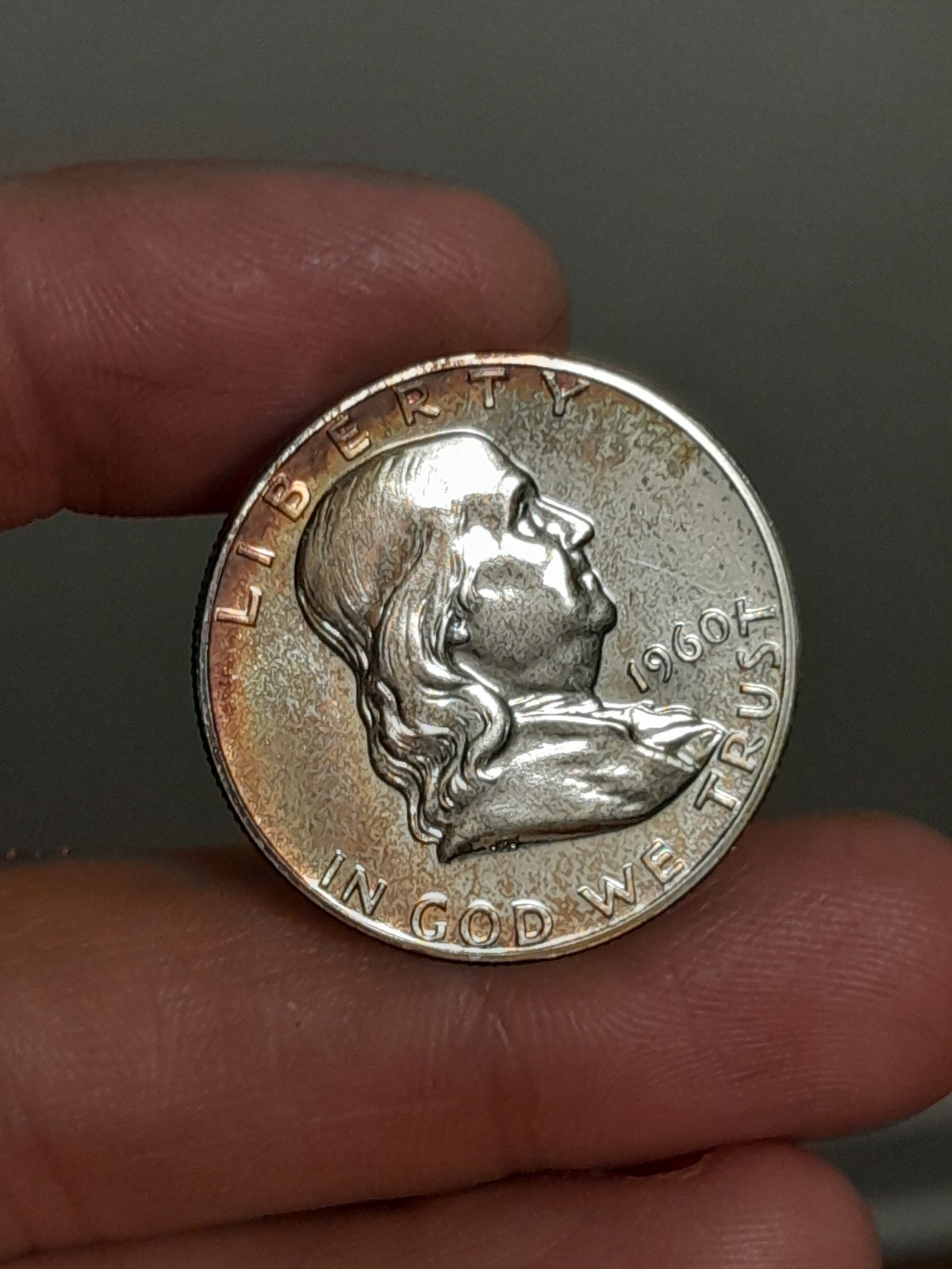 1960 Proof Franklin Half Dollar Toned