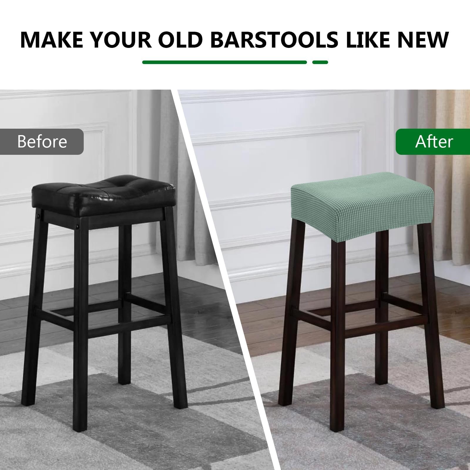 Stool Covers Rectangle - 4 Pack Stretch Waterproof Saddle Seat Cover Counter ...