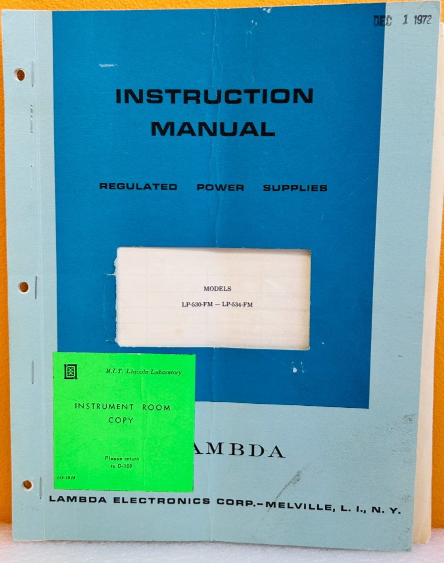 Lambda IM LP530 Models LP-530-FM / LP-534-FM Instruction Manual.