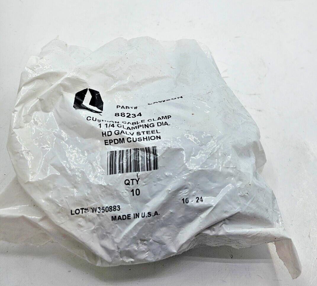 (QTY 10) LAWSON 88234 Cushioned Cable Clamp 1-1/4" HD GALV STEEL EPDM CUSHION