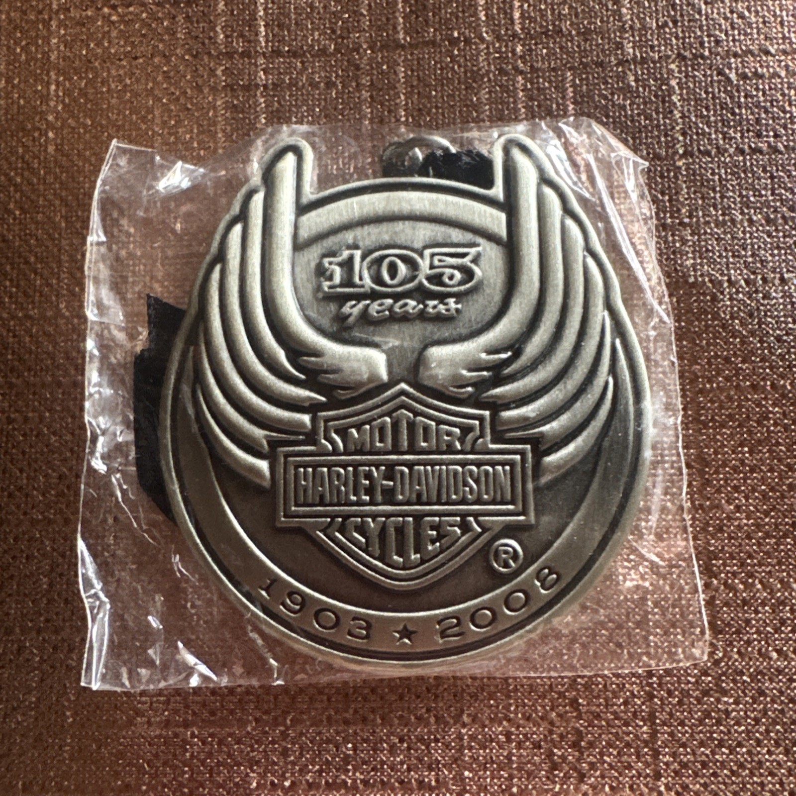 🏍️"NEW" 1903-2008 HARLEY DAVIDSON 105th PEWTER CHRISTMAS ORNAMENT MEDALLION