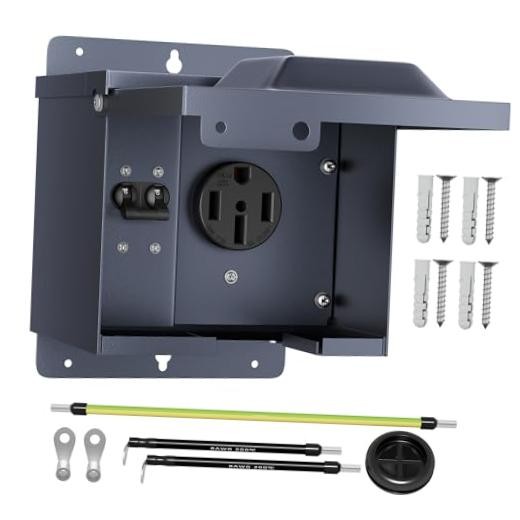 50 Amp RV Power Outlet Box with Breaker, Weatherproof 50 Amp with Breaker