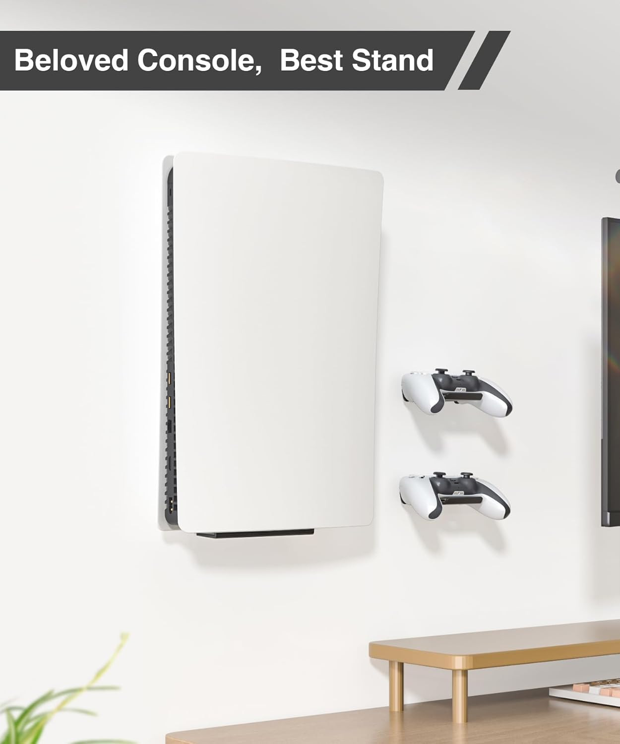 Upgraded Adjustable Console Holder Wall Mount for PS5: Black Gaming Stand