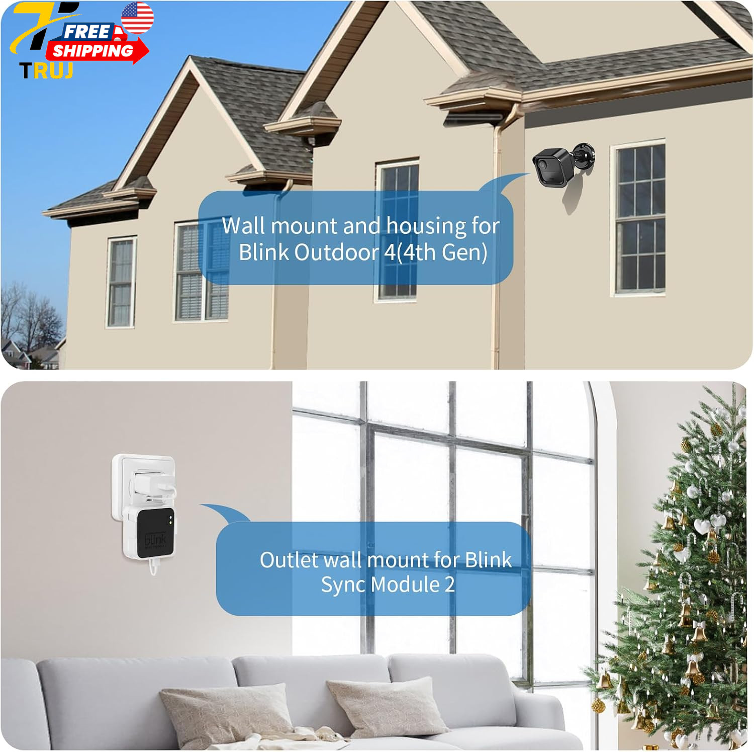 Blink Outdoor 4 Camera Mount Set with Housing & Outlet Mount 3 Pack Adjustable