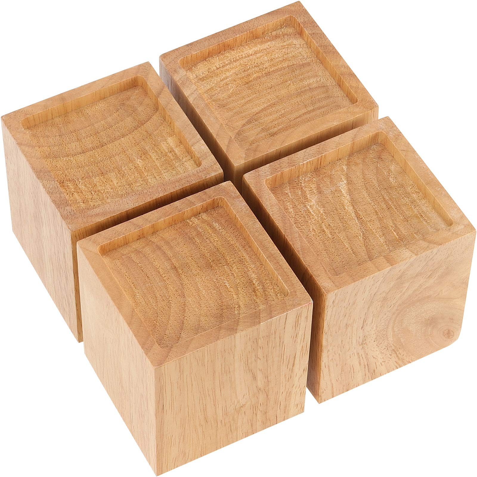 4 Pack 3 Inches Wood Bed Risers Natural Wood Furniture Lifters Heavy Duty Bed Ri