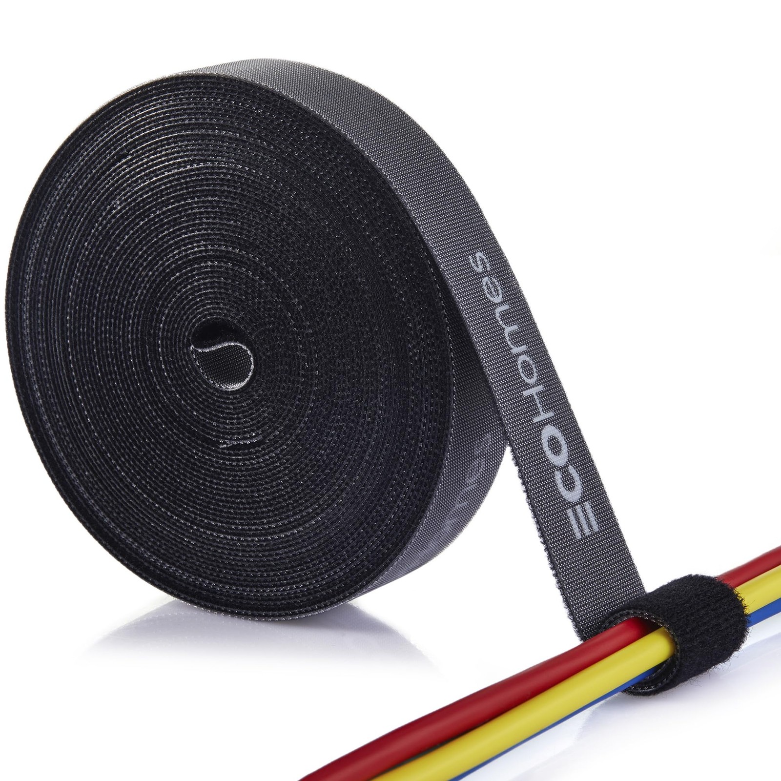 Hook and Loop Roll Tape Double Sided Self Stick Reusable 1 Inch x 30 FT Black