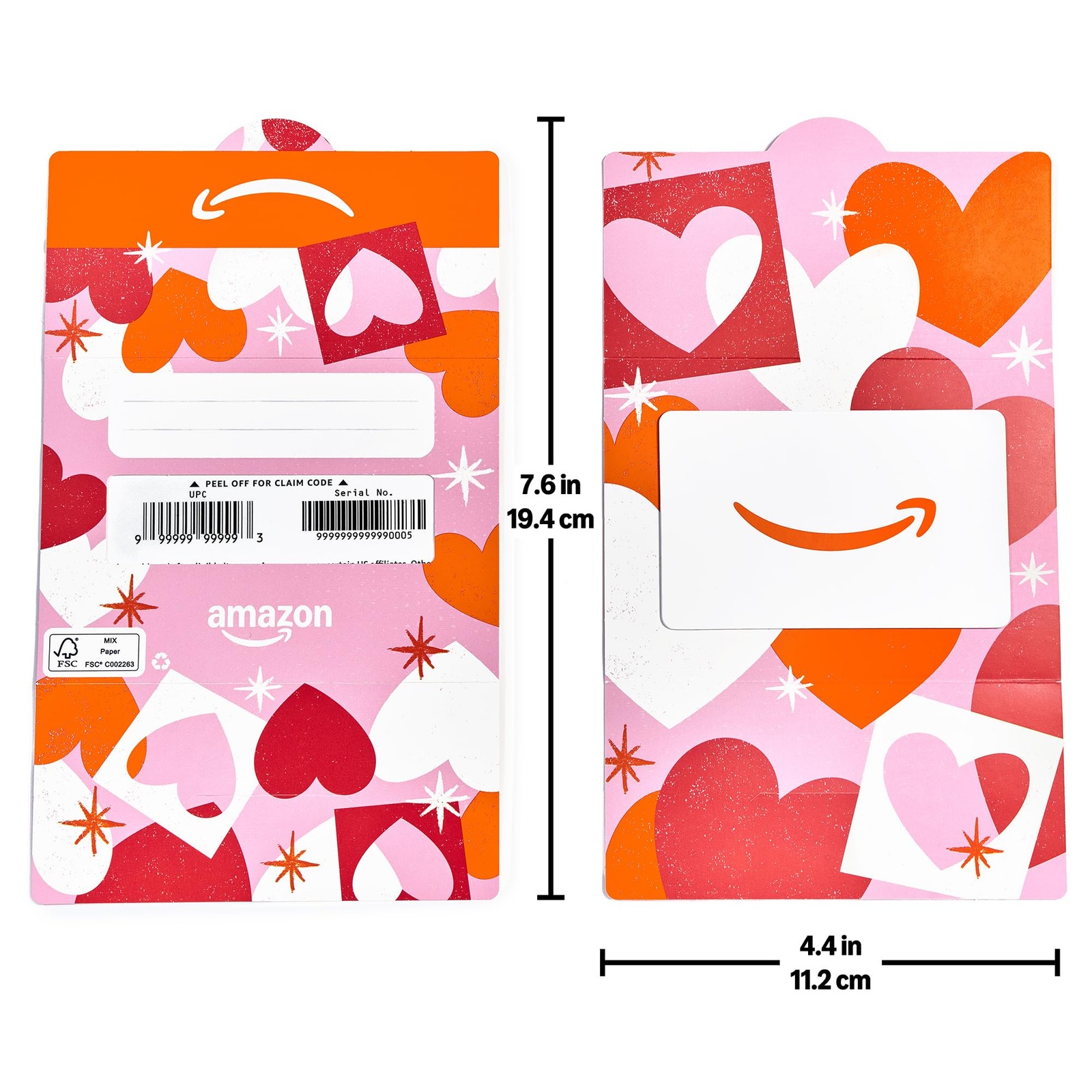 Amazon Physical Gift Card in Mini Envelope - Papercut Hearts
