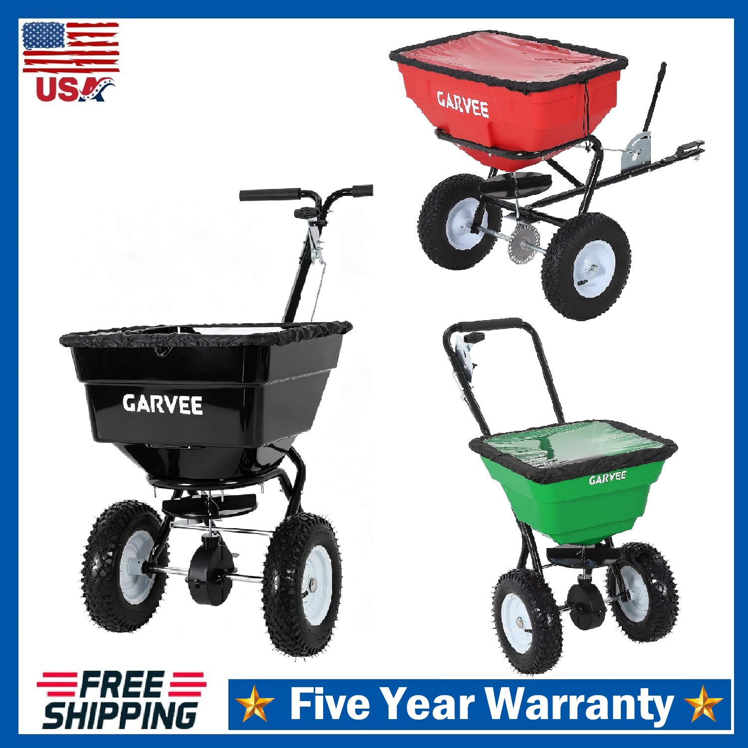 80/100/125 LBS Push Broadcast Spreader Walk Behind Lawn Spreader Adjustable Flow