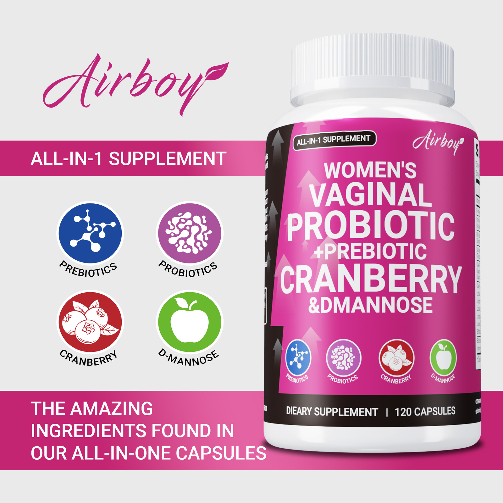 Women's Vaginal Probiotics- D-Mannose, Cranberry - PH Balance, Urogenital Health