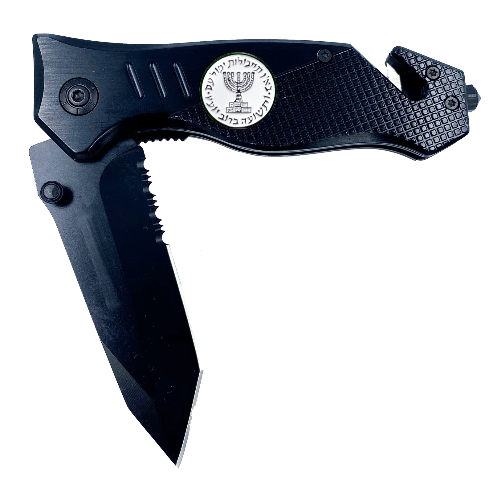 Mossad Israeli Intelligence 3-in-1 Tactical Rescue tool knife with Seatbelt Cutt