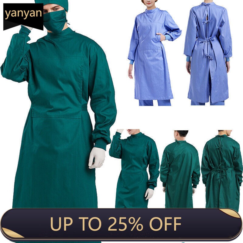 Men Women Surgical Gown Hospital Workwear Lab Coat Protective Isolation Clothing